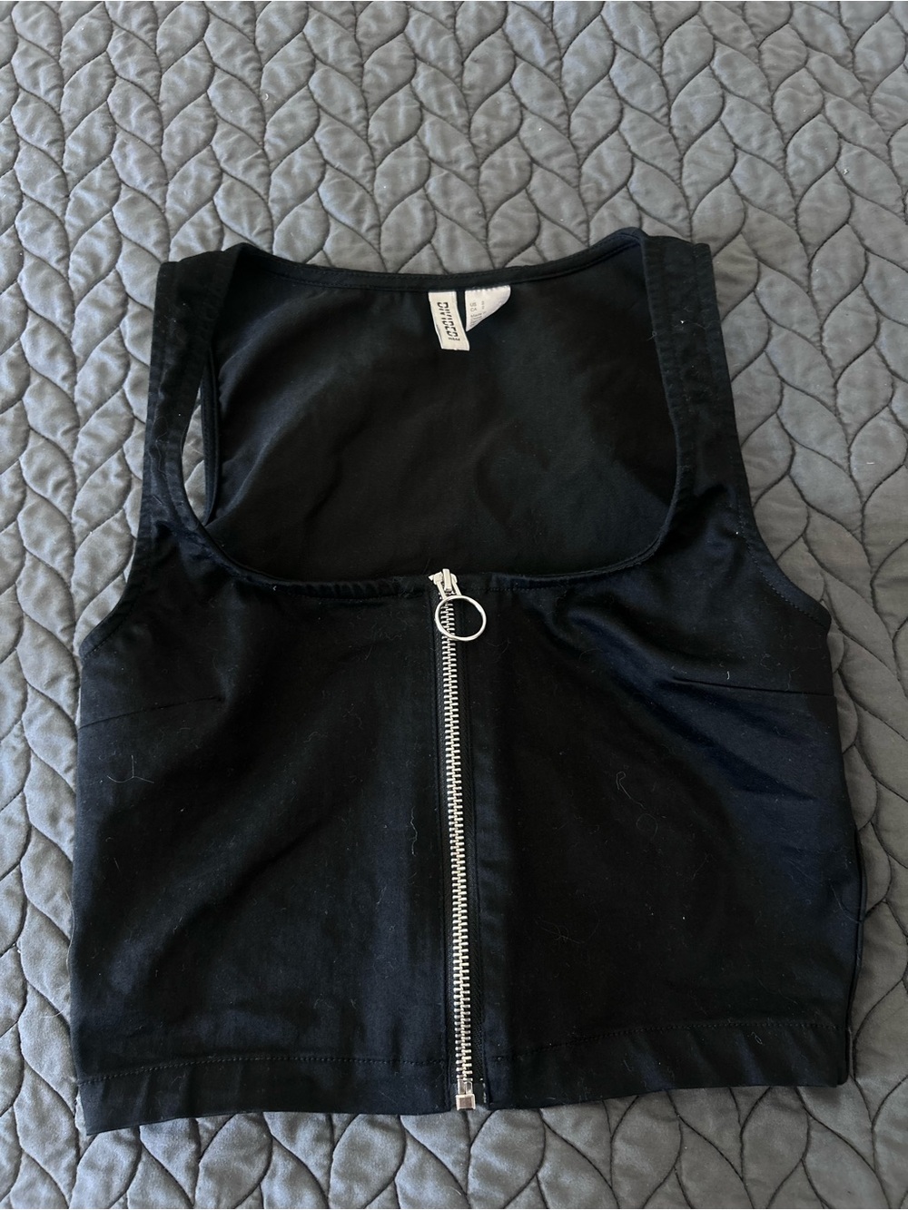 H&M Black Zip-Front Crop Top